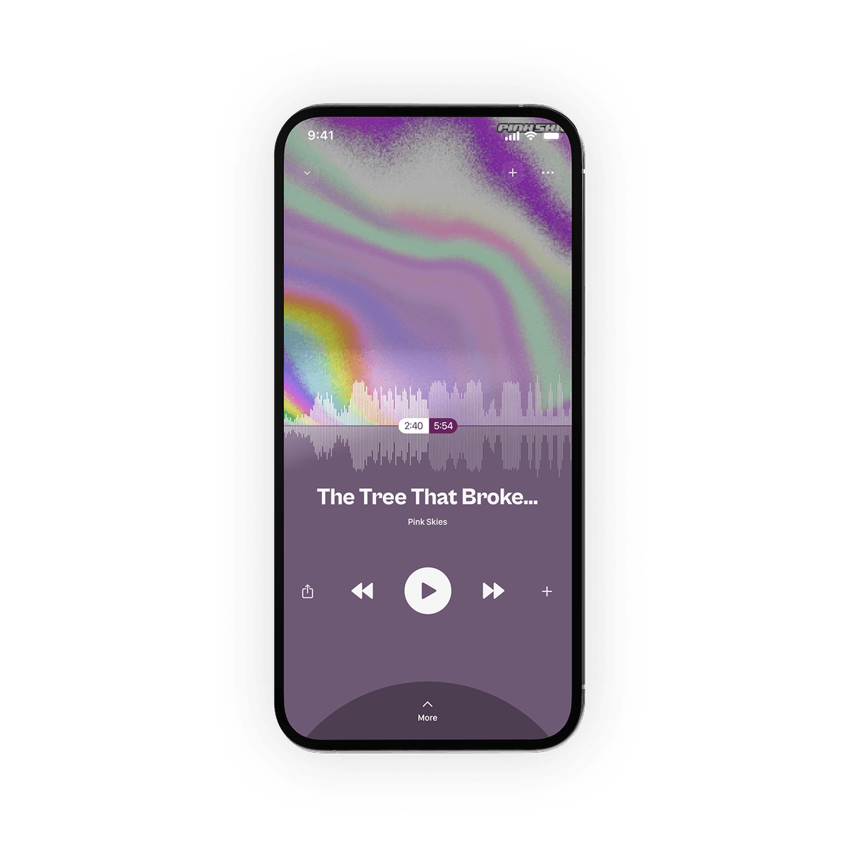 A screenshot showing a track playing in the DISCO mobile app