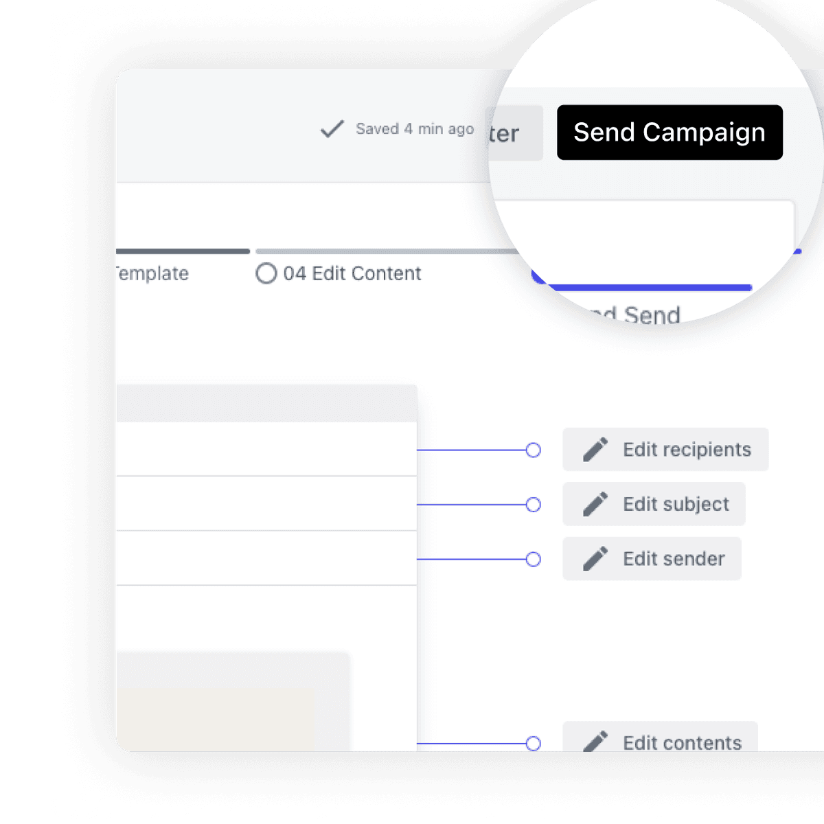 A screenshot of DISCO's email creator, illustrating the ability to send professional emails from within the product