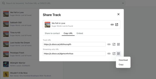 Share tracks and playlists with QR codes